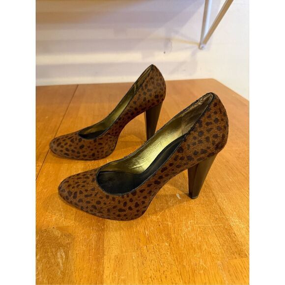 Banana Republic Pony Hair Leopard Print Heels Shoes Size 9 - Picture 8 of 11